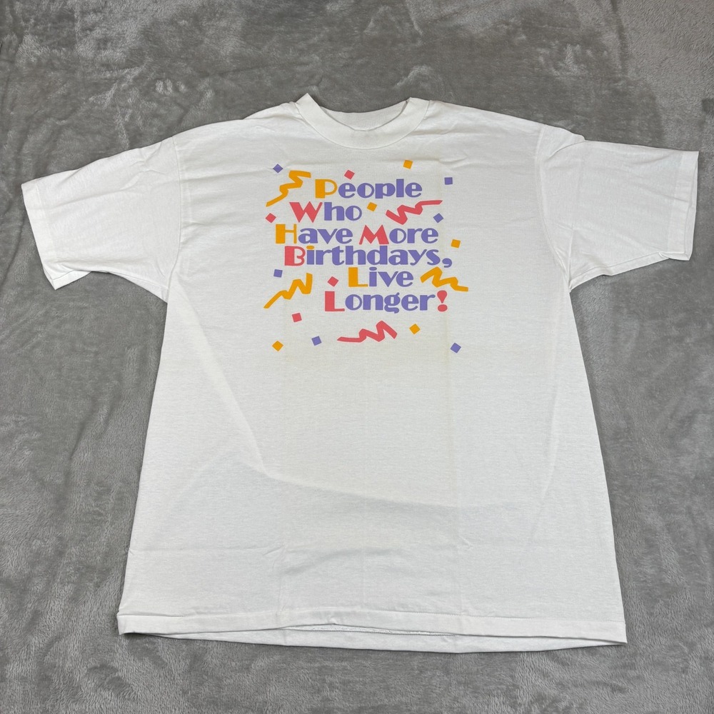 Vintage Birthday Shirt Men XL Humor Funny Single Stitch Hanes Made In USA Quote